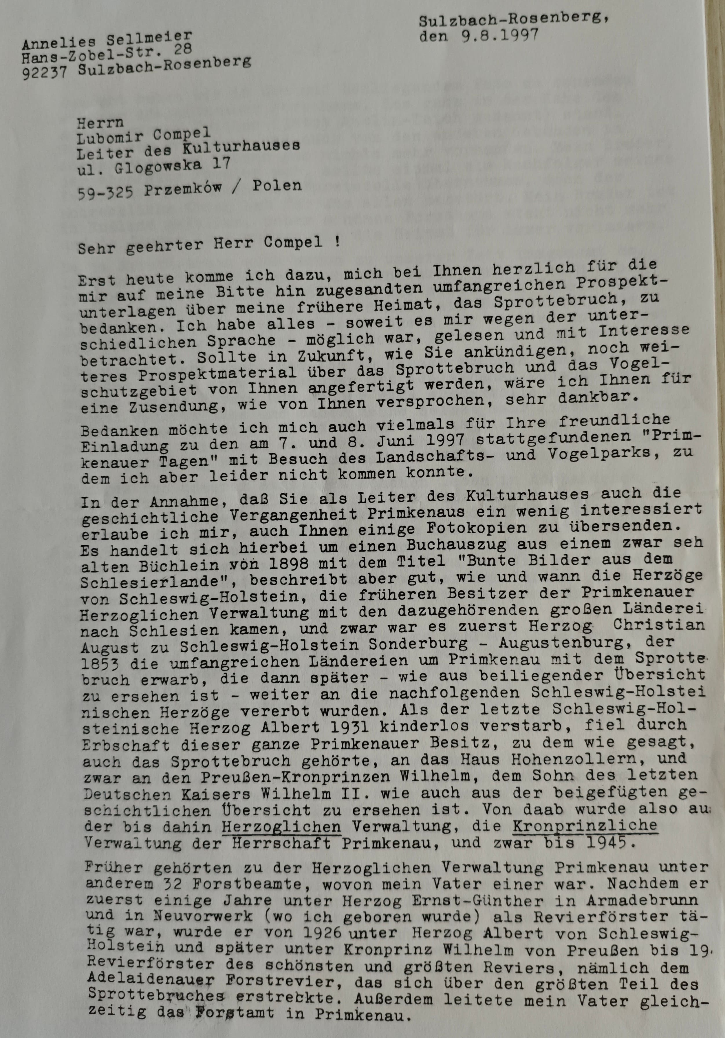 List od Annelies Sellmeier - Strona 1