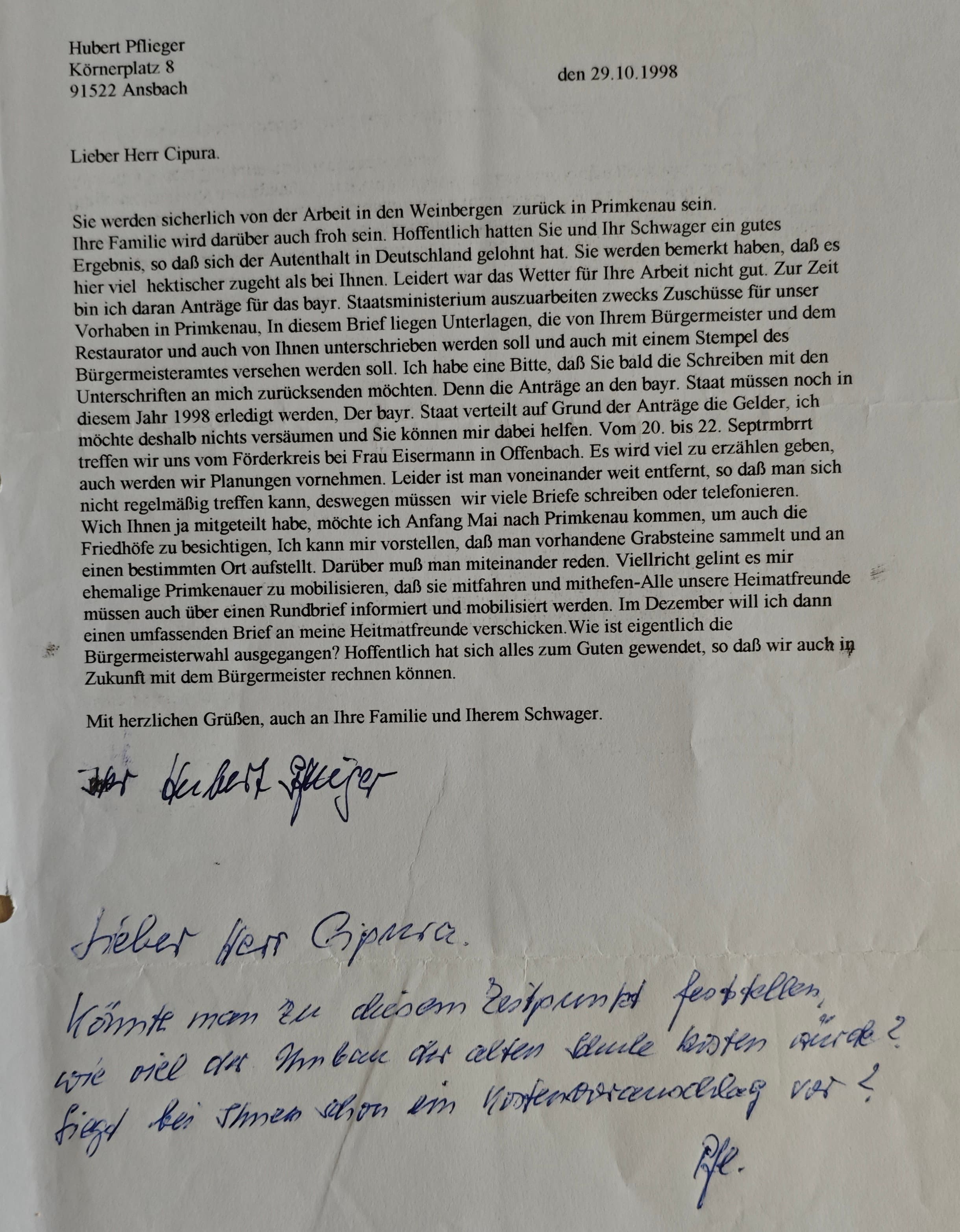 List od Hubert Pflieger - Strona 1