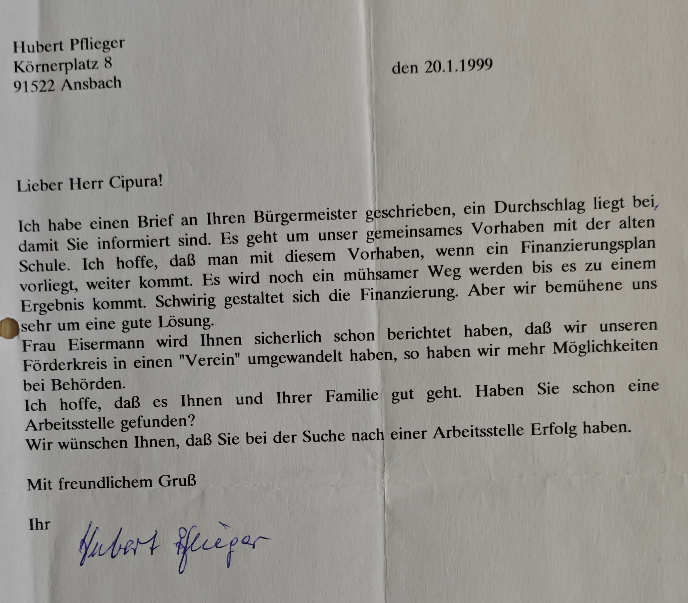 List od Hubert Pflieger - Strona 1