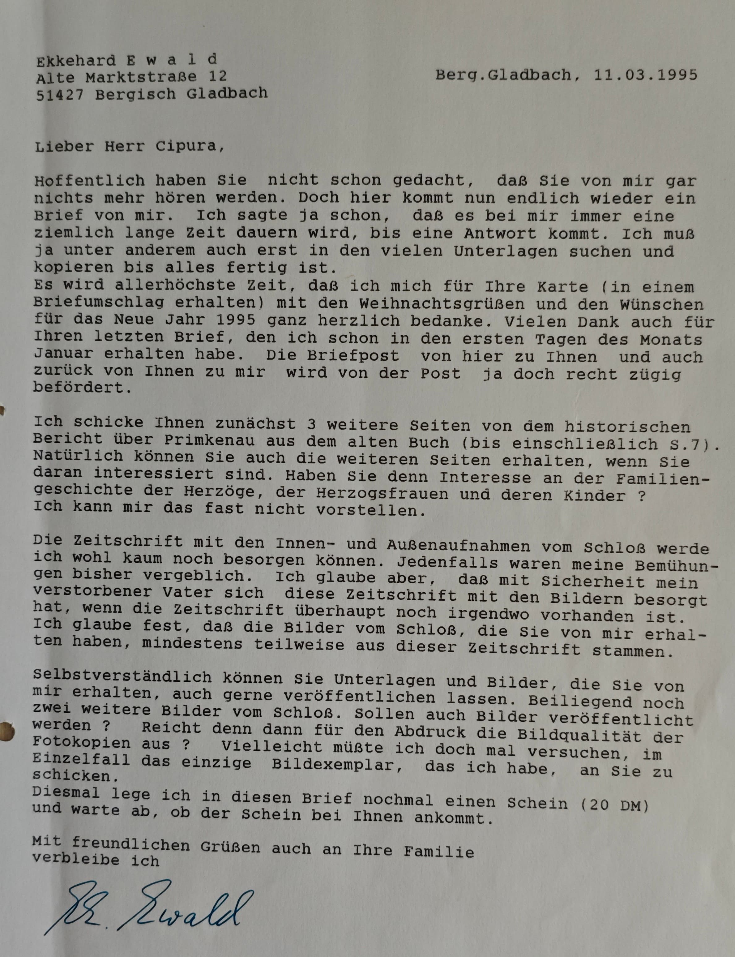 List od Ekkehard Ewald - Strona 1