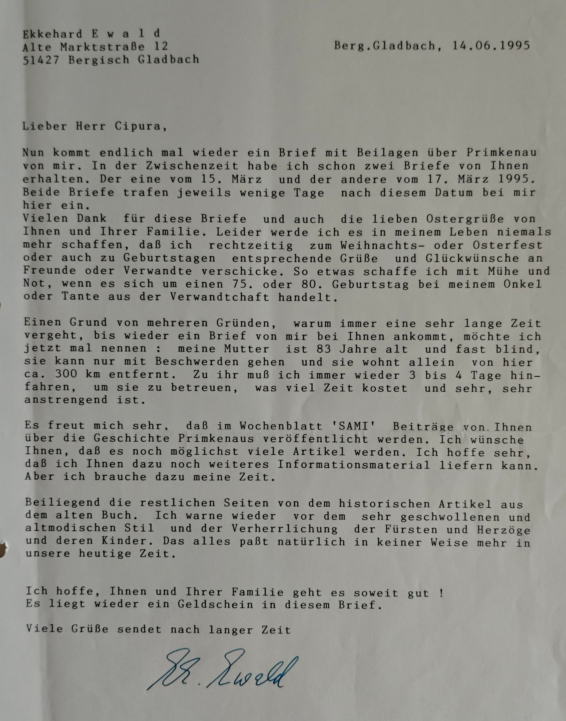 List od Ekkehard Ewald - Strona 1