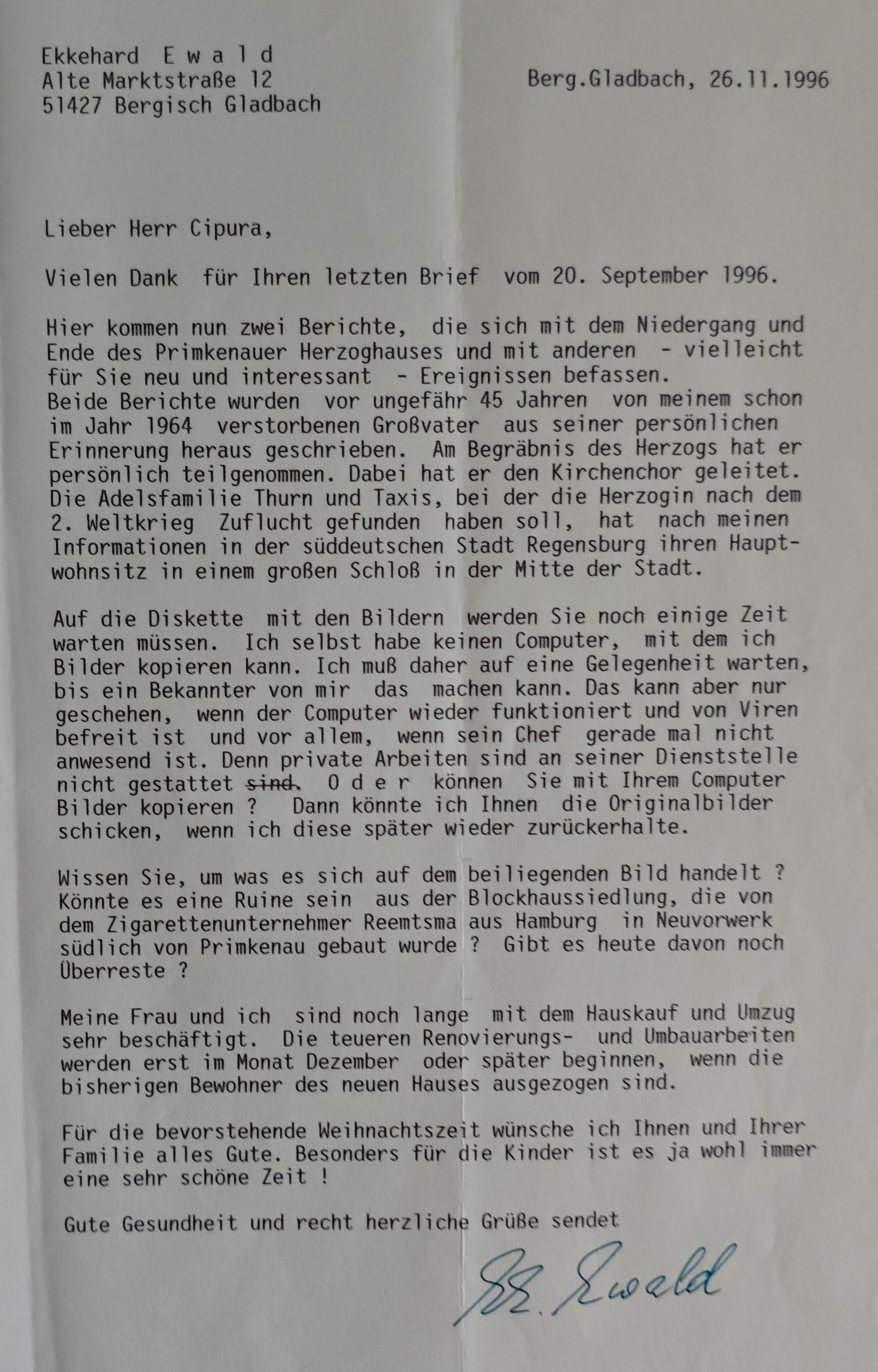 List od Ekkehard Ewald - Strona 1