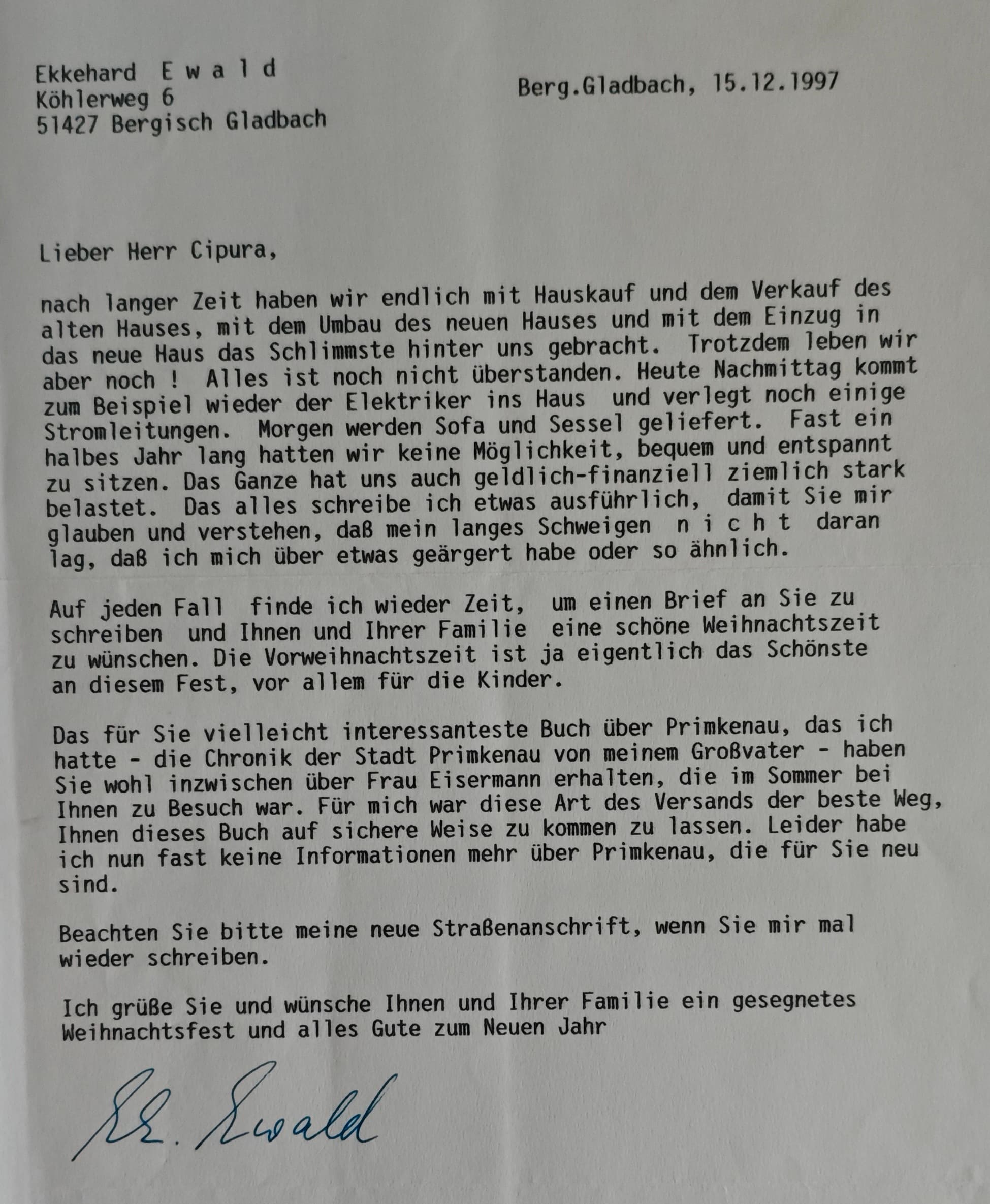 List od Ekkehard Ewald - Strona 1