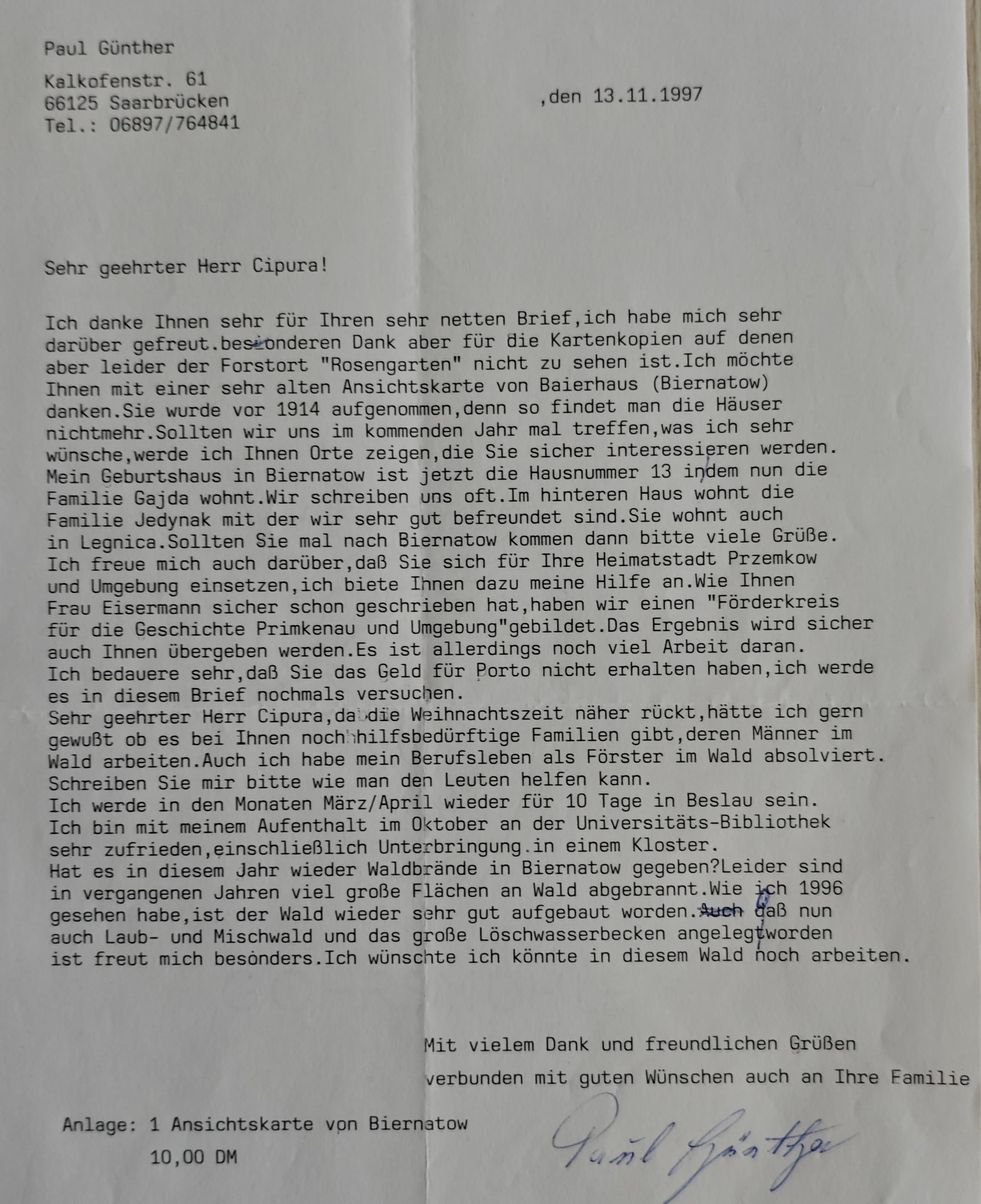 List od Paul Günther - Strona 1