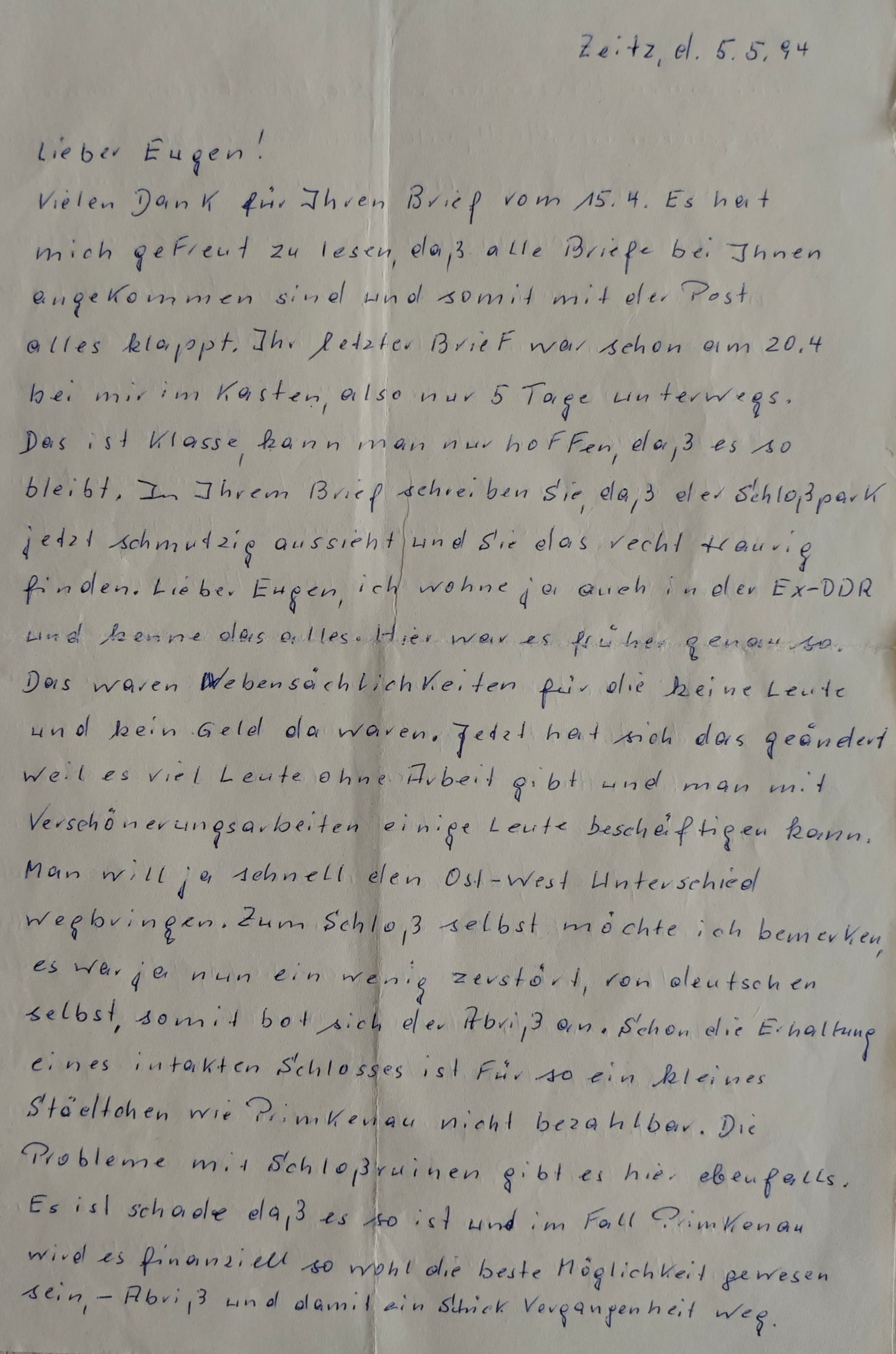 List od Eckhard i Lothar Gärtig - Strona 1