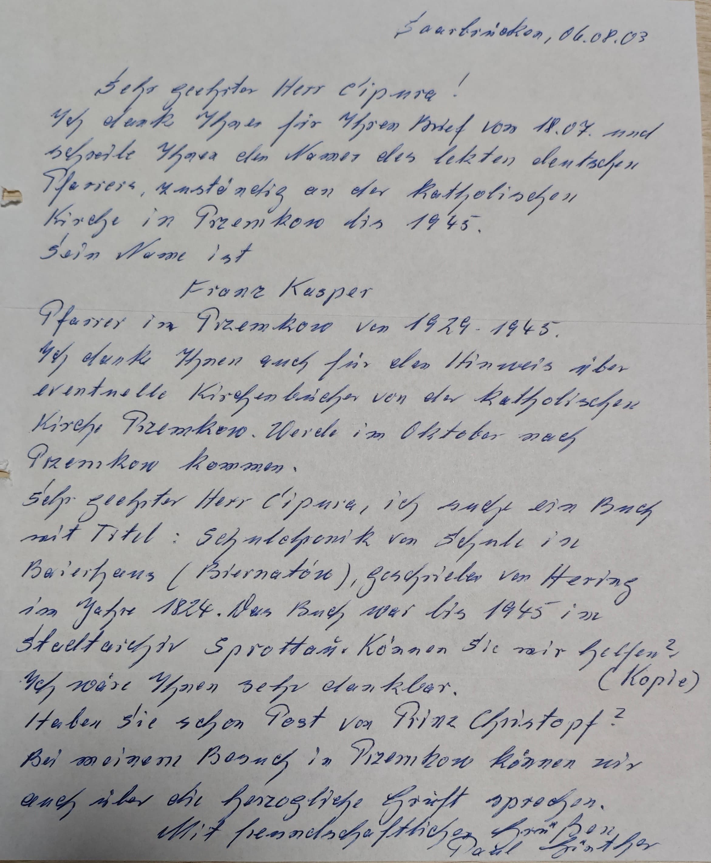 List od Paul Günther - Strona 1