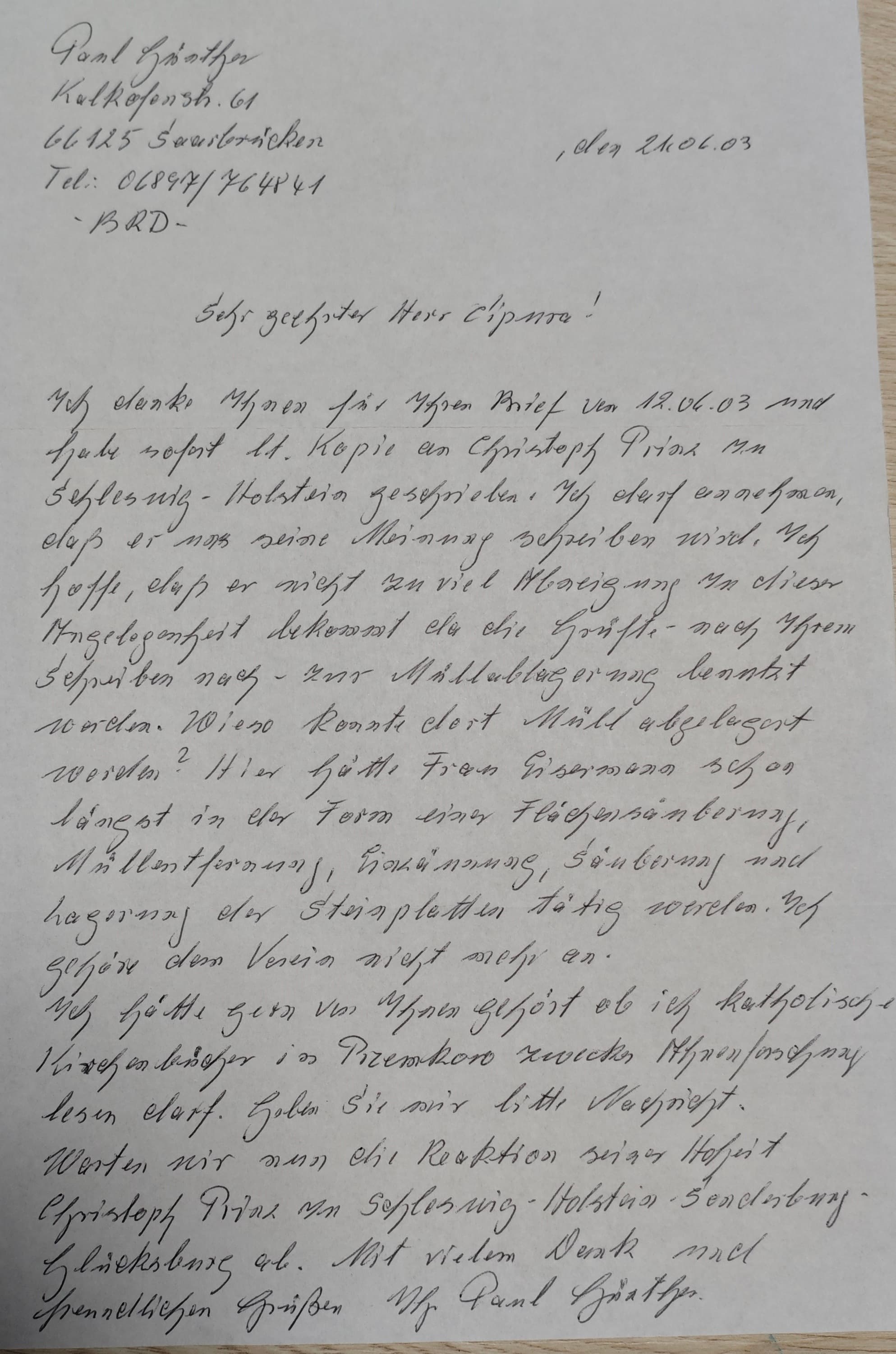 List od Paul Günther - Strona 1