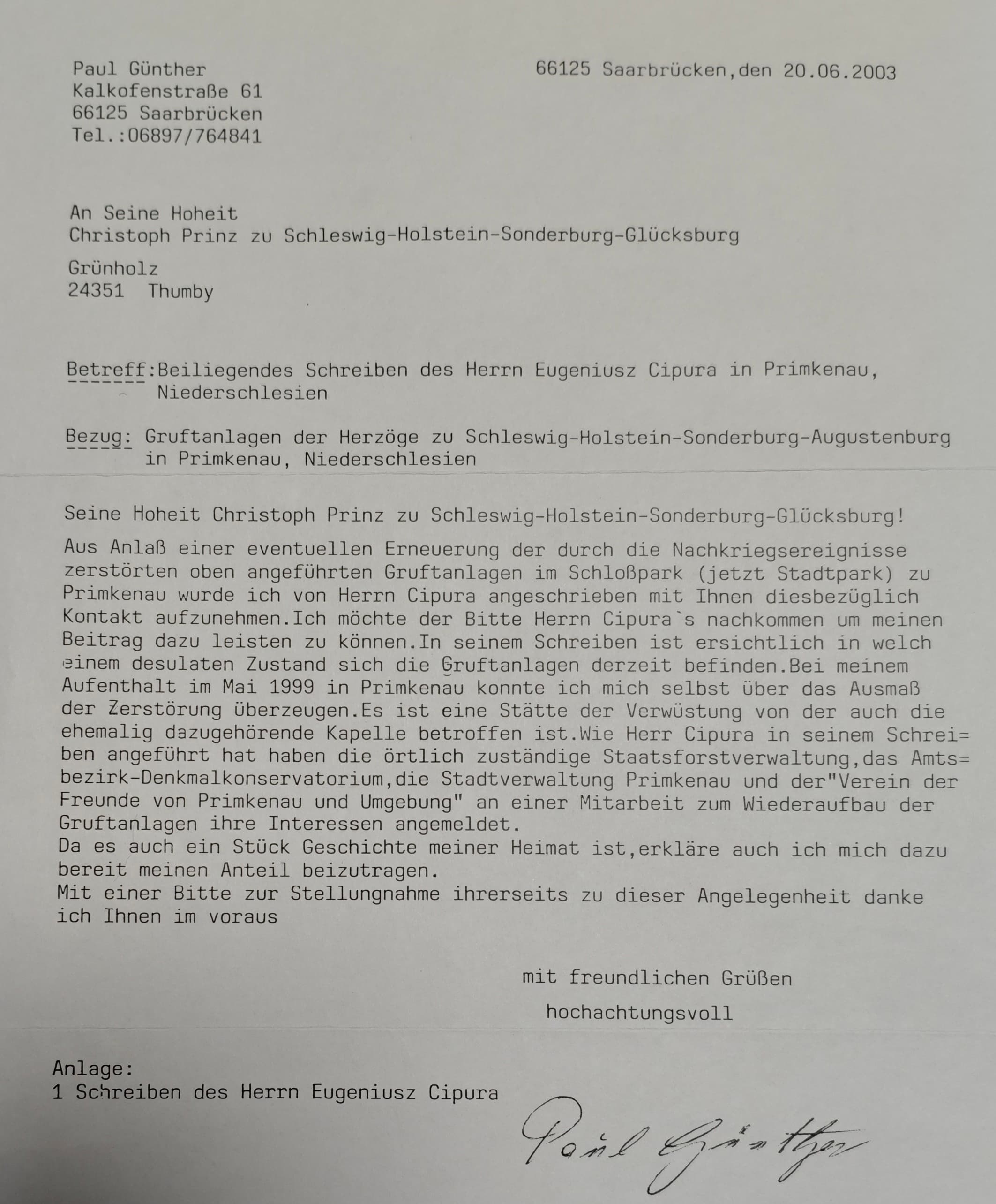 List od Paul Günther - Strona 1