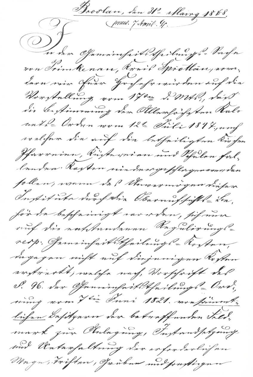 Kopia pisma urzędowego Królewskiej Komisji Generalnej dla Śląska we Wrocławiu, skierowane do księdza proboszcza Grollmusa z Przemkowa - Strona 1