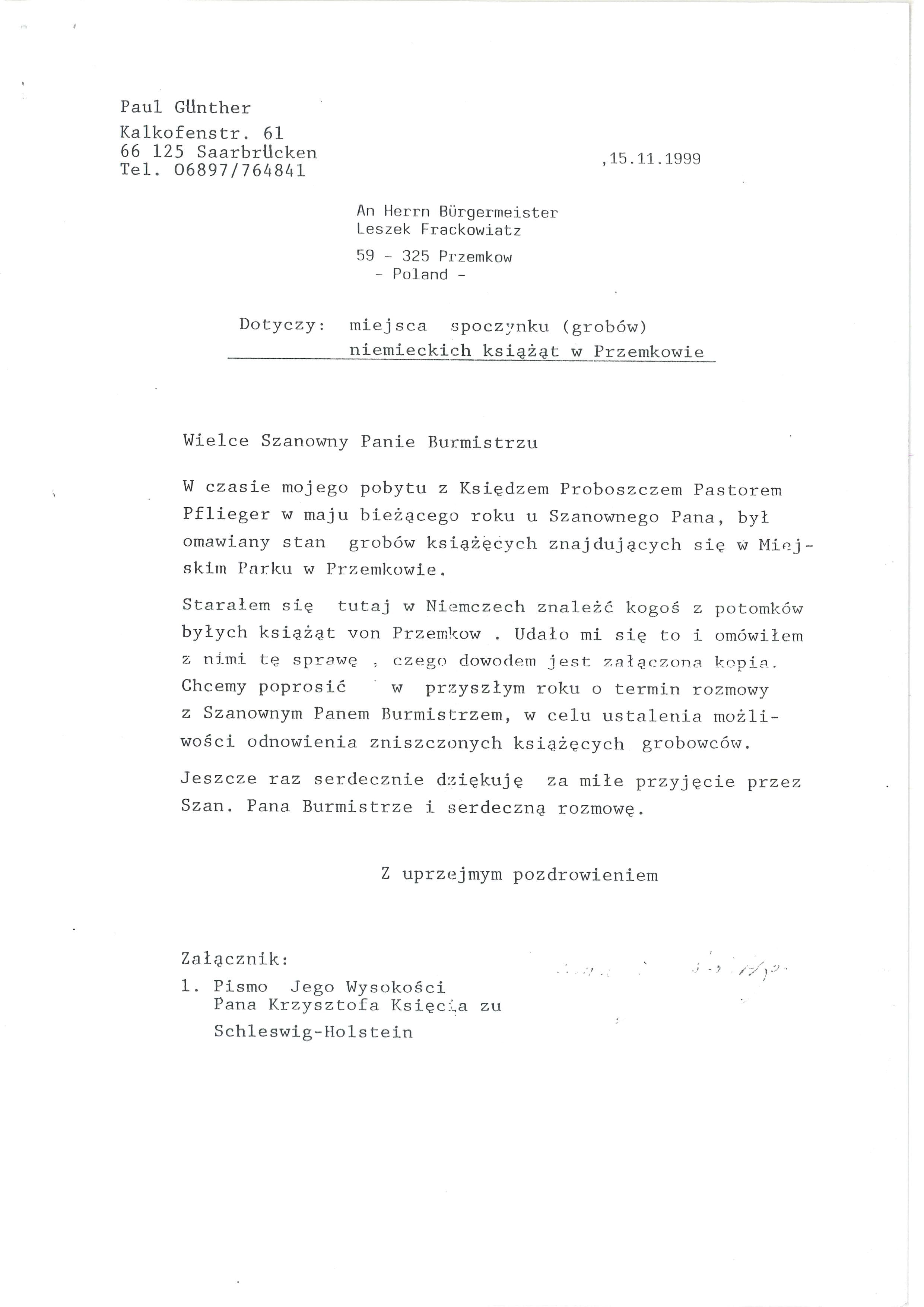 Kopia listu Paula Günthera - Strona 1